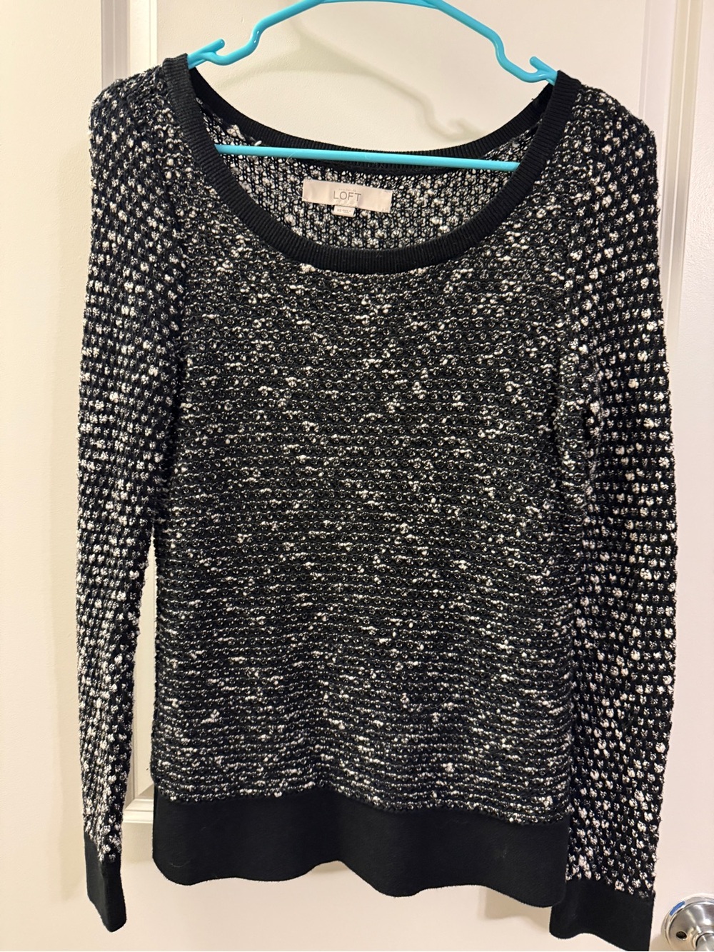 LOFT Black and White Marled Knit Sweater